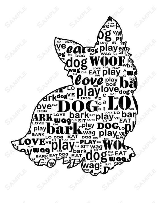 yorkie gifts unique Gifts Silhouette Yorkie Pet Word Art Dog 10 X Dog Yorkie 8 Print