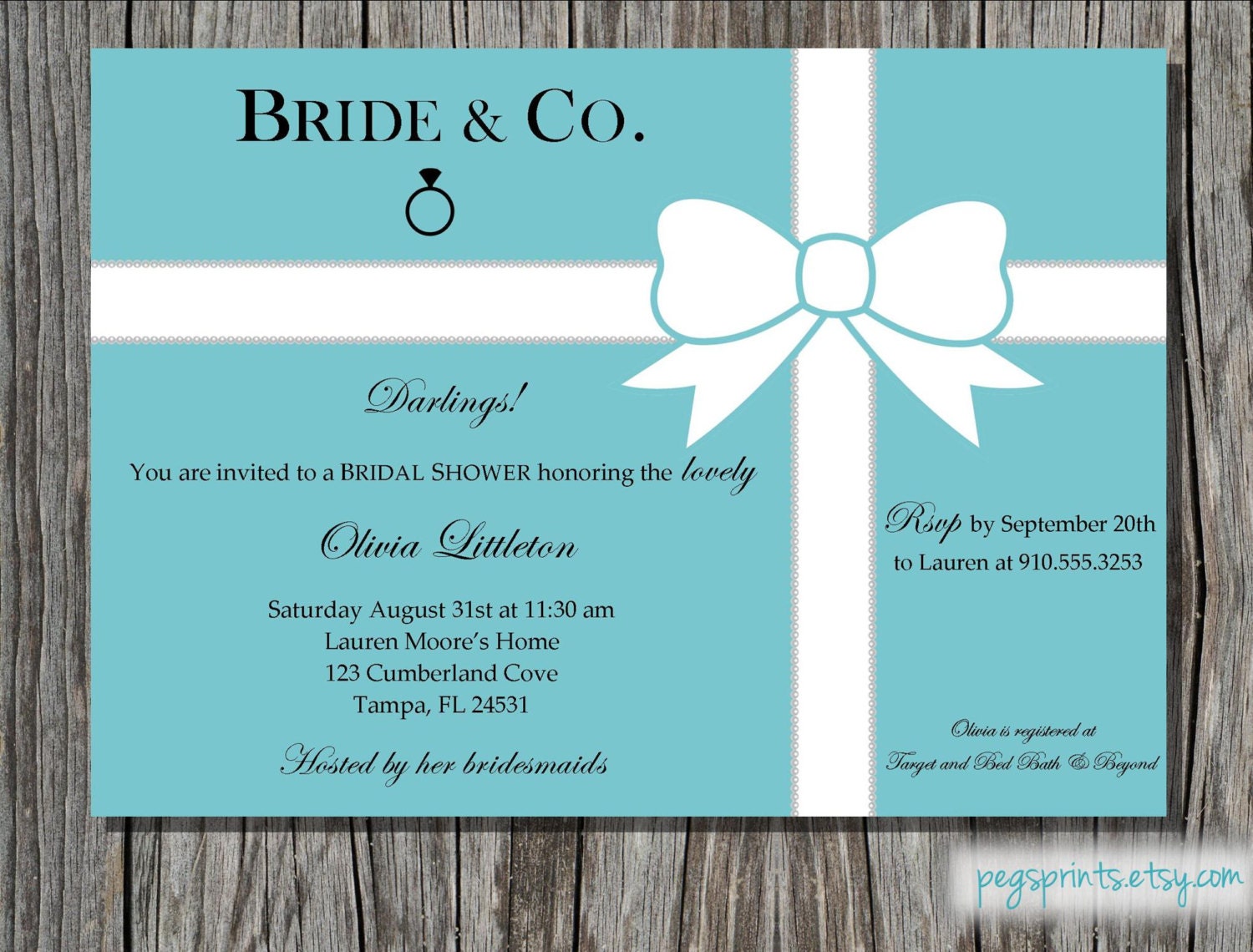 Breakfast At Tiffany's Bridal Shower Invitations 5