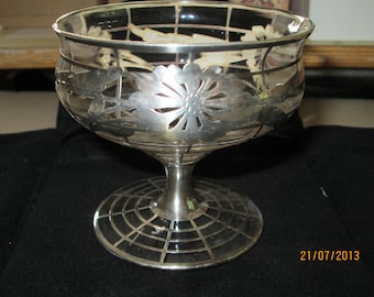 Vintage Art Deco Sterling Overlay Custard Cup