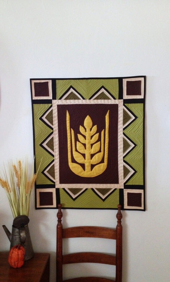 Modern Amish Wheat Quilted Wall Hanging