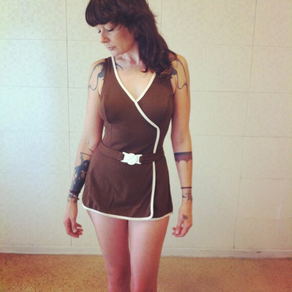 Items similar to Vintage 1950s Chocolate Brown Swimsuit