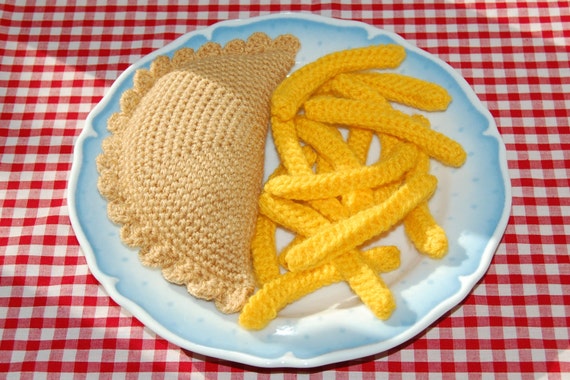 Knitting & Crochet Pattern for a Cornish Pasty and Chips