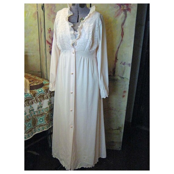 Silky Nylon Negligee Nighty And Long Sleeve Night Jacket