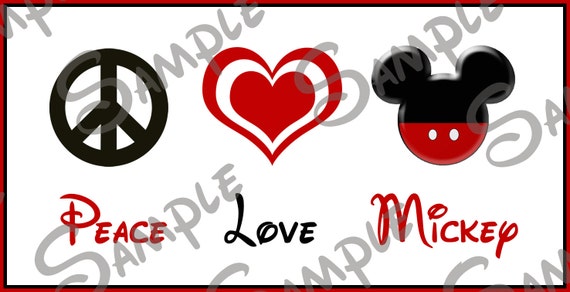Download DIGITAL DIY printable Peace Love Mickey character inspired