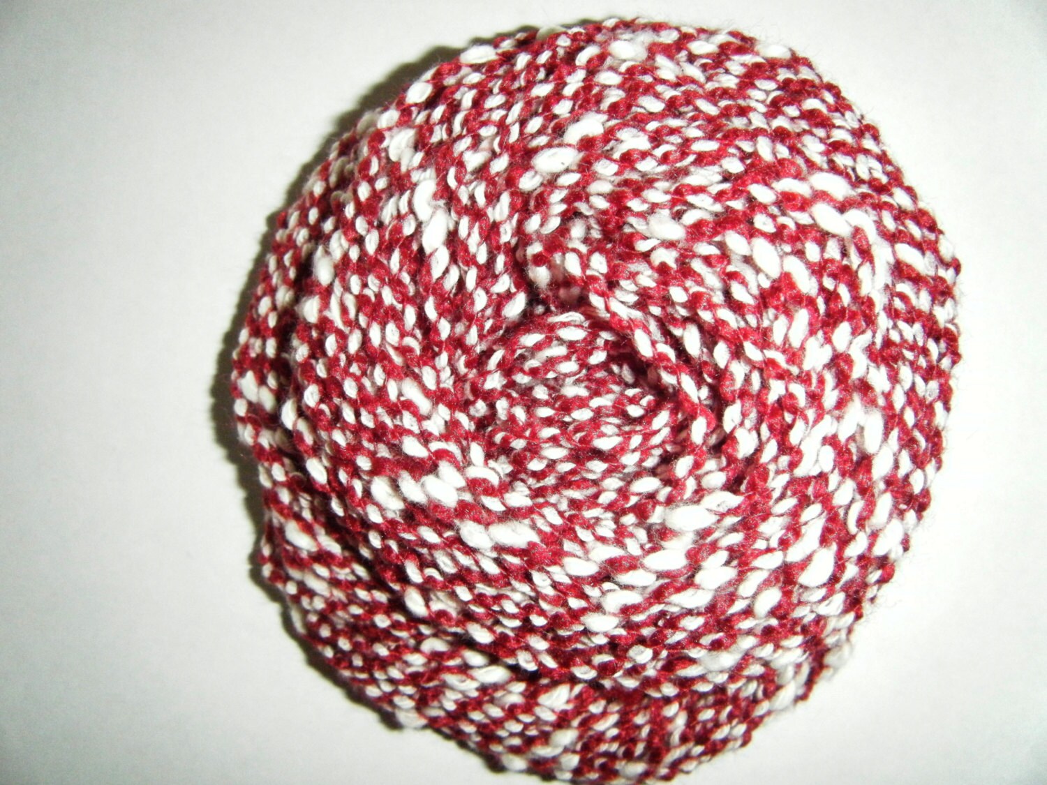 Cotton Yarn Red and White Variegated Destash