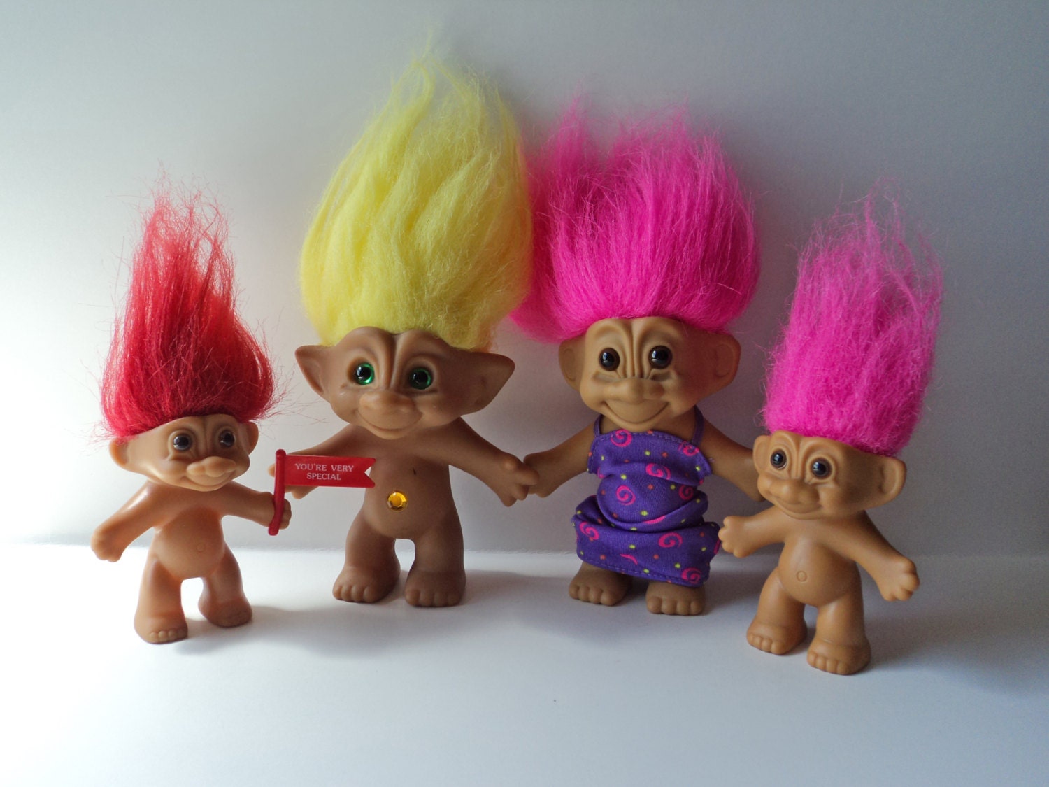 Trolls Dolls 90 s Vintage Set Of 4 Jewel Belly