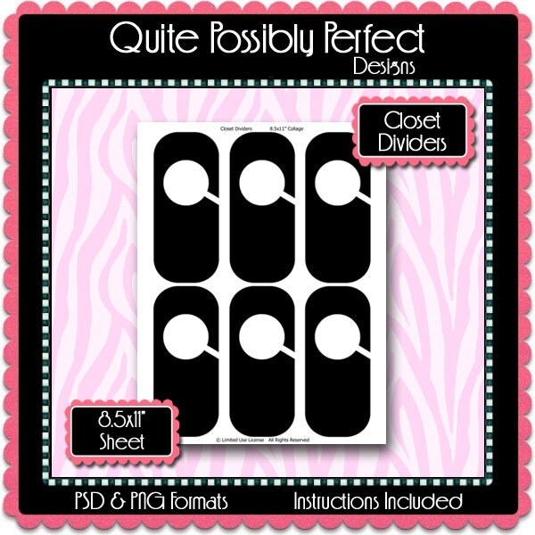 Closet Dividers Template Instant Download PSD and PNG Formats