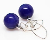 Murano Blue Earrings, Venetian Earrings, Artisan, Dangle Earrings, Blue, Bali Sterling Silver, Lampwork Earrings