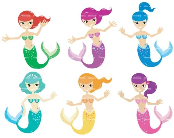 Items similar to Mermaid clip art digital clipart girls Items similar to Mermaid clip art digital clipart girls