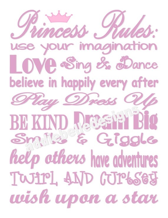 Items similar to Instant Digital Download Princess Rules Subway Art