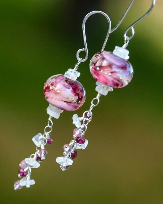 Cotton Candy Artisan Glass Bead Earrings by JoBellaBijoux on Etsy