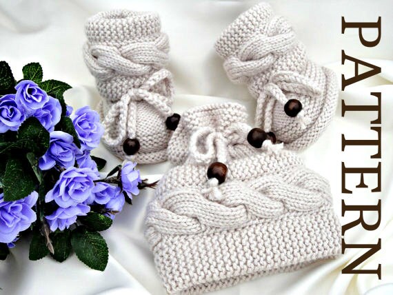 P A T T E R N  Knitting Baby Set Baby Shoes Knitted Baby Hat Pattern Baby Booties Baby Boy Baby Girl Pattern ( PDF file )