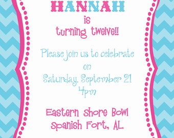 Chevron and Pennant Birthday Invitation
