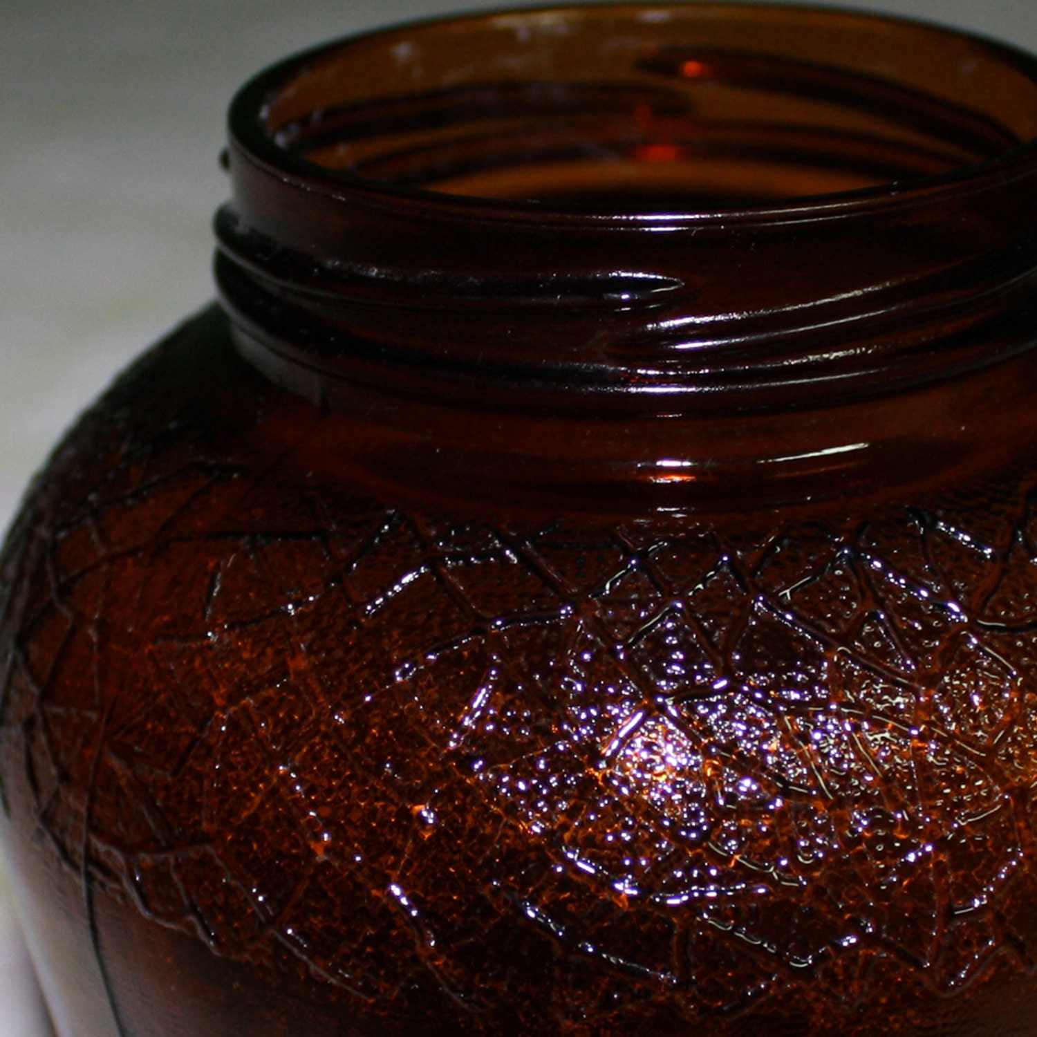 MidCentury Textured Glass Baked Beans Jar Anchor Hocking