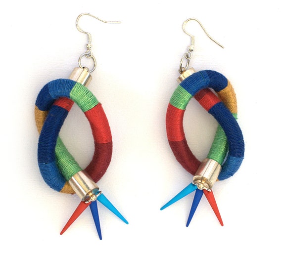 Statement Thread Wrapped Earrings Rope Earrings by KiaFilStudios