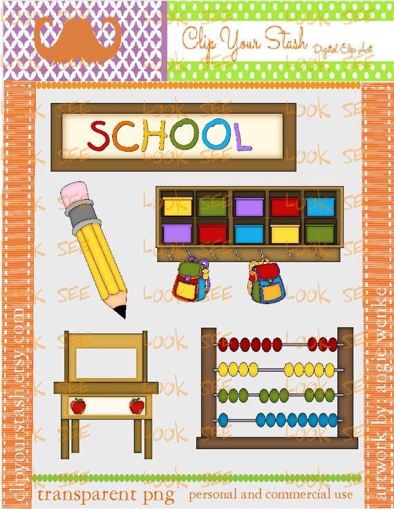 Items similar to SCHOOL EDUCATION pencil cubbies desk math no. 737 clip