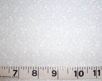 Quilt Cotton Fabric White on White Floral Prints Tone on Tone - Sew Craft Dress - By The Yard