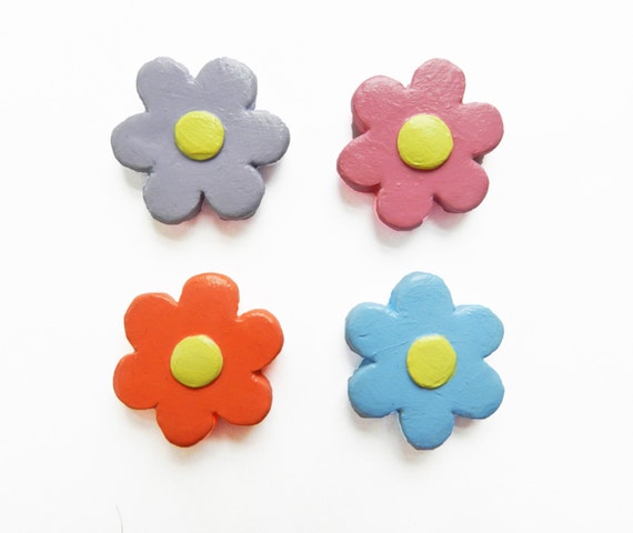 Items similar to Flower Magnets - Polymer Clay Magnets - Kitchen ...