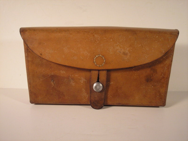 Vintage Swiss army leather ammo pouch.