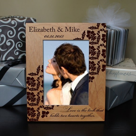 Damask Personalized Picture Frame with Custom Monogramming
