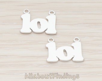 CNT097-MR // Matte Original Rhodium Plated "LOL" Connector, 2 Pc