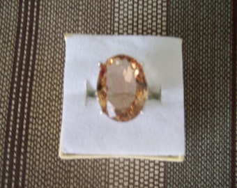 Champagne Quartz Ring Sterling Silver - 18x13 mm
