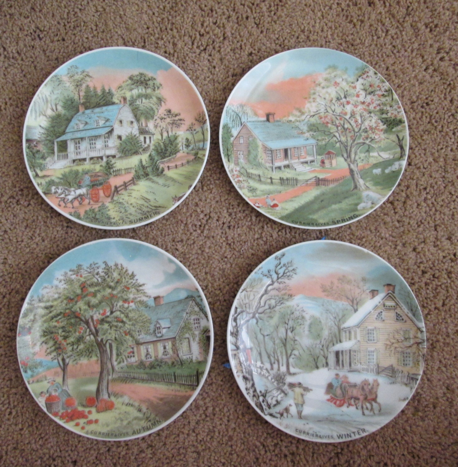 Vintage Currier and Ives Four Seasons Decorative Plates