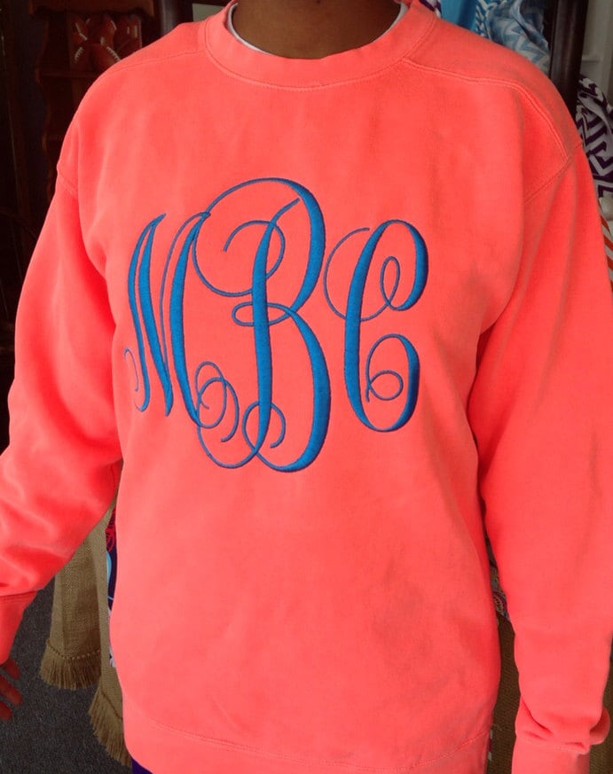 Monogrammed Comfort Color Crew Neck Sweatshirt By Sewwhatar Coloring Wallpapers Download Free Images Wallpaper [coloring654.blogspot.com]