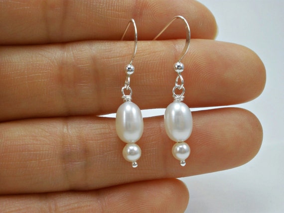 Dangle Earrings  - Pearl, Drop Dangle Earrings, Freshwater Pearl, Wedding Earrings,Bridal Earrings, Bridesmaid Earrings, Gift for Her