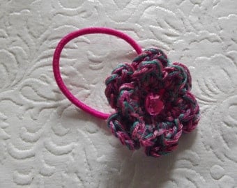 Items similar to Crocheted Flower Hair Clip Pink Rose Vintage Inspired ...
