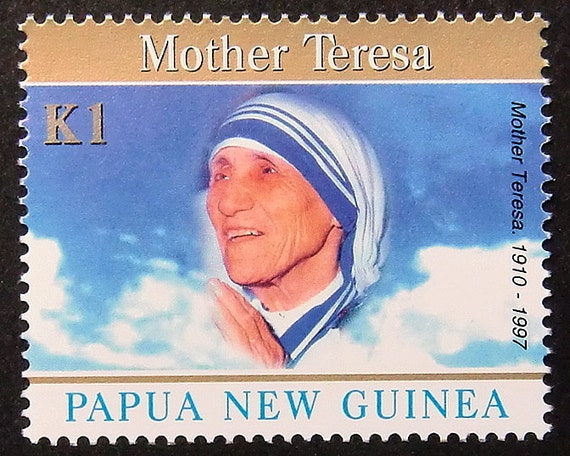 Mother Teresa 1910-1997 Handmade Framed Postage Stamp Art