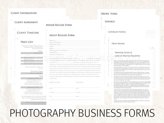 Photography business forms plain editable templates 11 psd