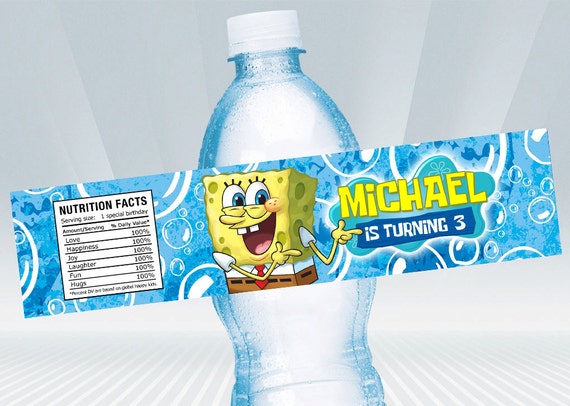 SpongeBob Water Bottle Label