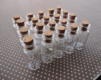 20pcs Mini glass bottles with corks 35x16mm--GF43