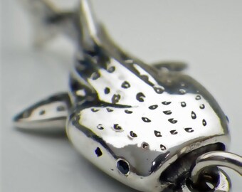 Whale shark necklace , silver and sapphire large pendant.