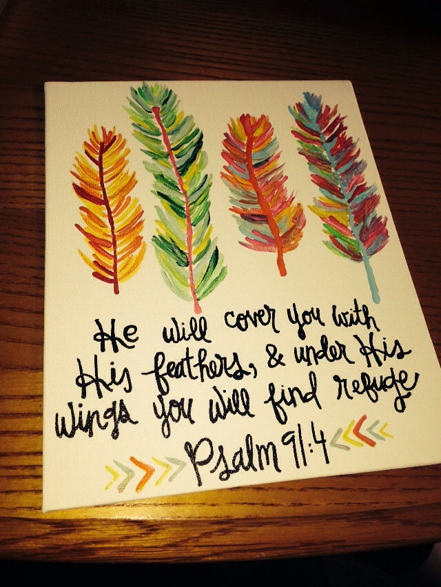 Psalm 91:4 canvas by paintedhartstrings on Etsy