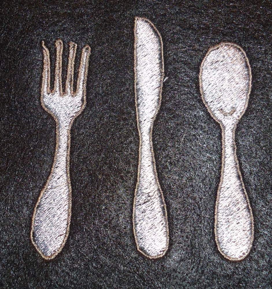 Spoon fork knife embroidery design file
