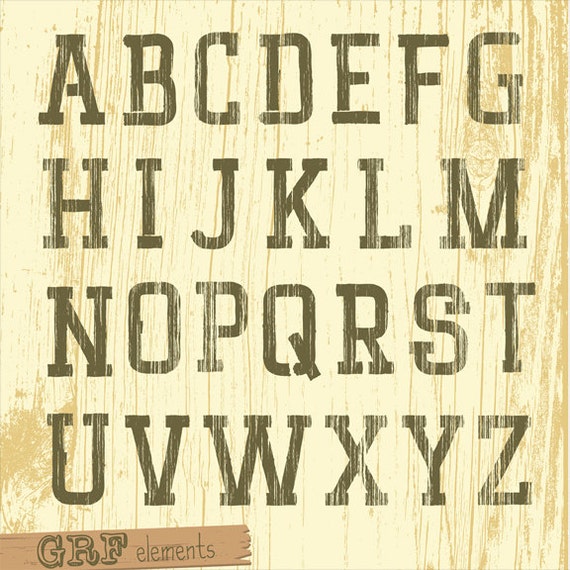 Items similar to Vintage Old Western Letters - western style faded ...