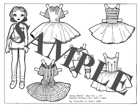 Download Paper Doll _ Vintage Betsy McCall Rag Doll 1964 Pattern _ B