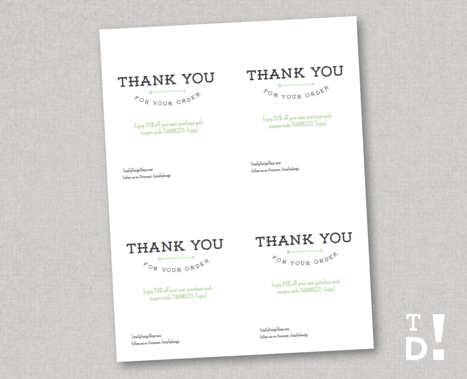 Thank you for your order card printable INSTANT by ...