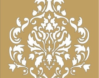 Damask - Reusable Stencils- Damask Design 5- Available in 16 Sizes- Create your own Pillows or use as a Wall Stencil