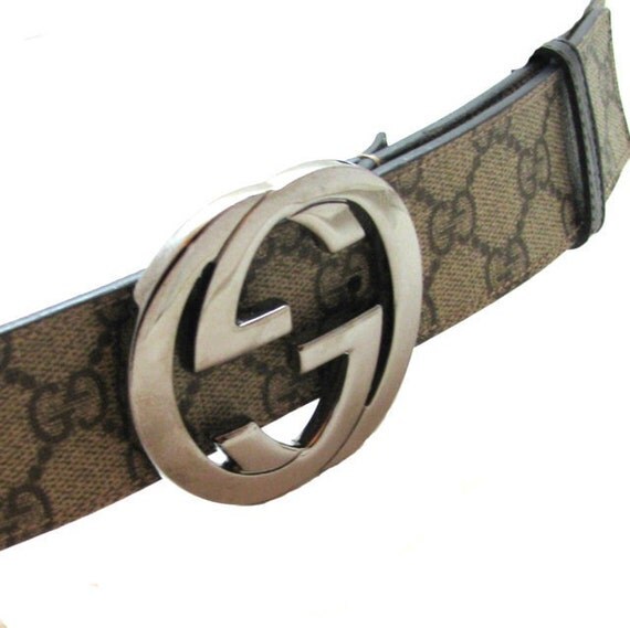 GUCCI vintage monogrammed leather belt for men by PauletteVintage