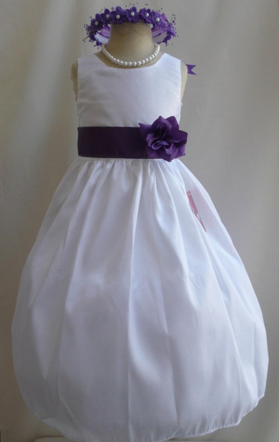 Girl Dresses - WHITE with Purple (FD0JC) - Wedding Easter Junior ...