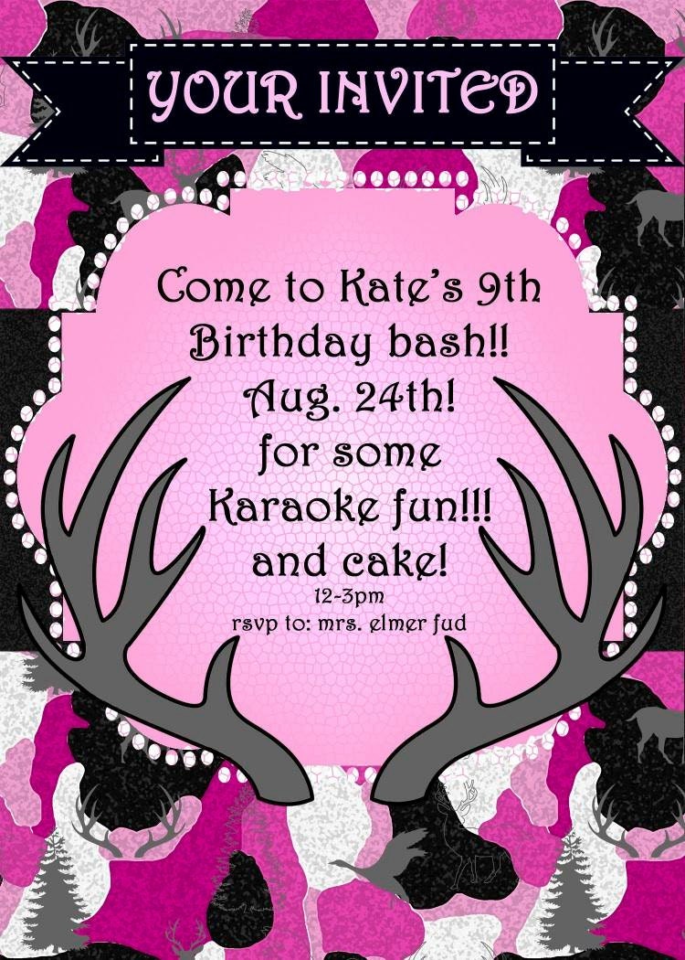 Pink Camo Birthday Party Invitations 1