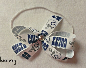 Indianapolis Colts Baby Girl Boutique Bow Elastic headband