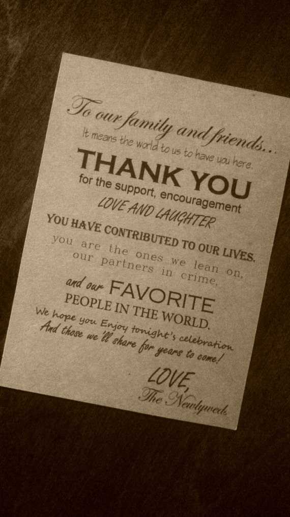 Items similar to Wedding Thank You Place Cards DIY Downloadable File