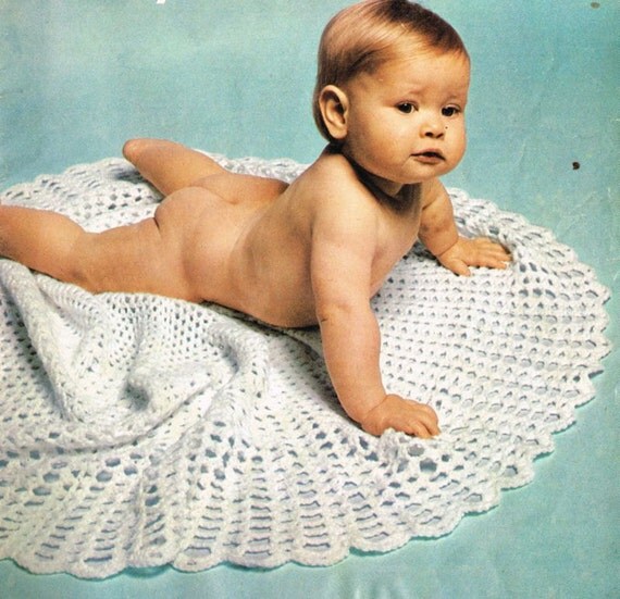 VCP482 baby circular crochet shawl vintage crochet pattern PDF