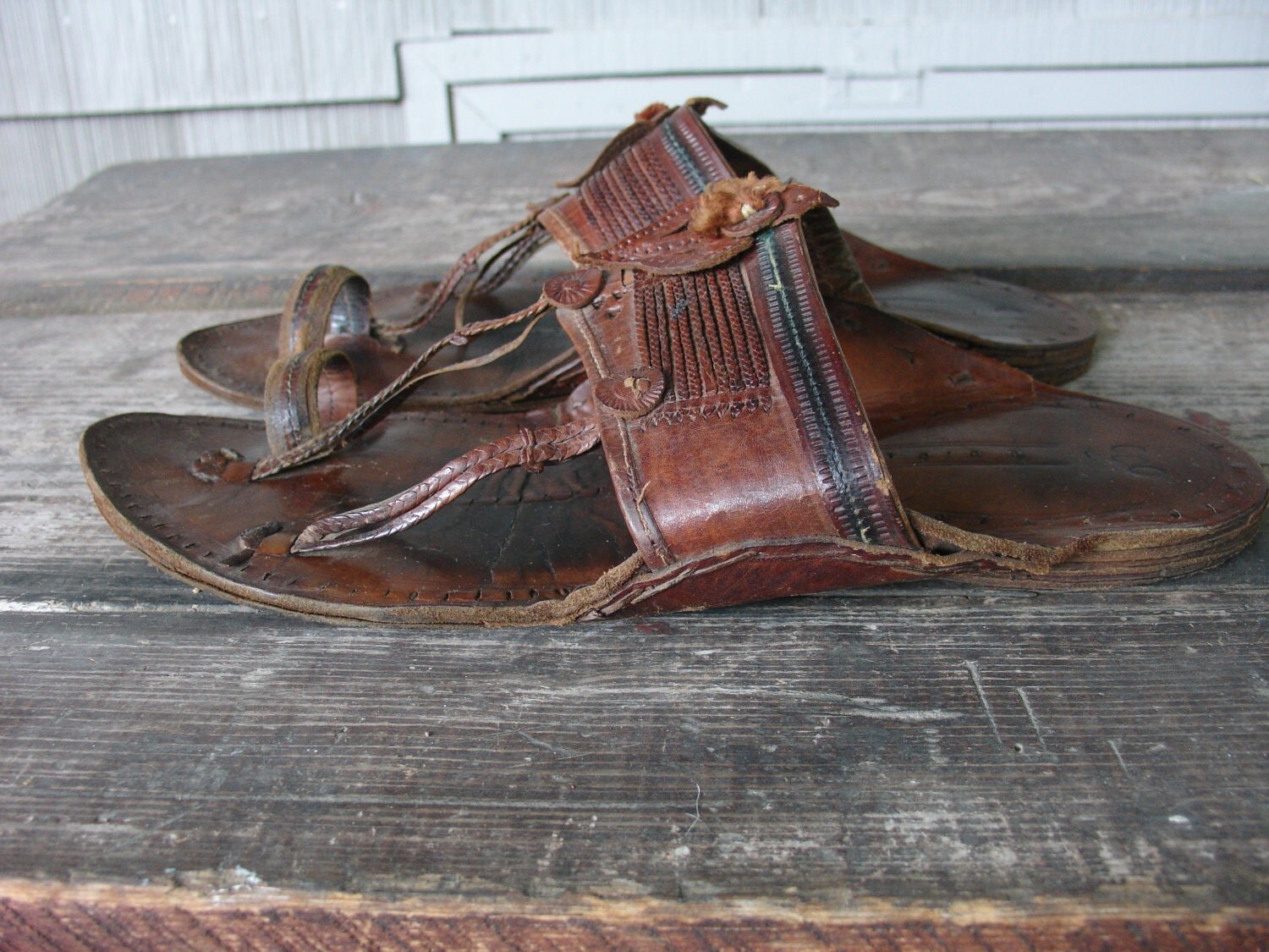 Vintage Handmade Leather Chappal Sandals from India