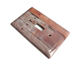 Faux Wood Light Switch Plate, Reclaimed Wood Look, Single Light Switch, Double Light Switch