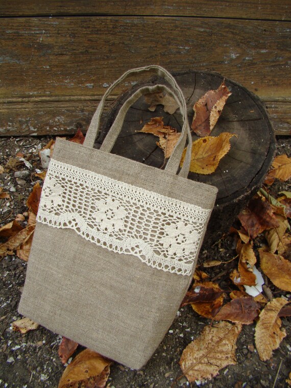 Items similar to Canvas small gift bag with natural tape. Linen gift